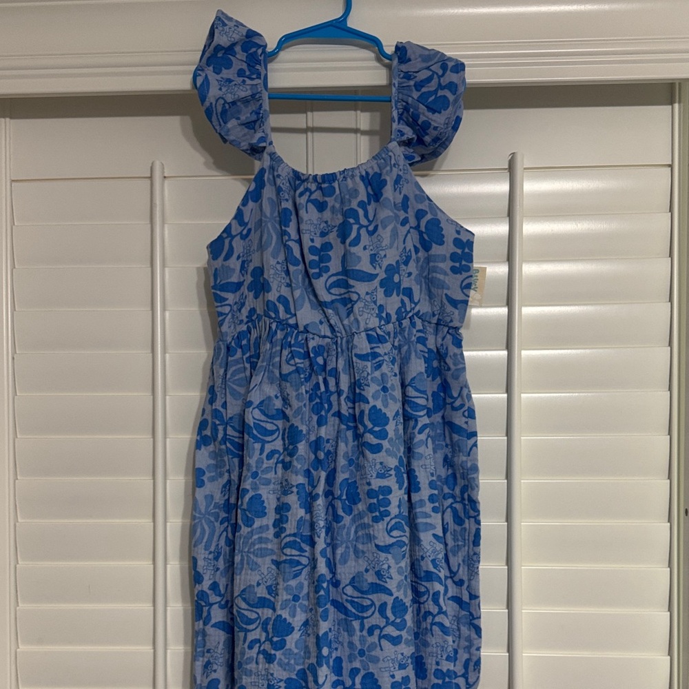 Bluey Blue Floral Peasant Dress